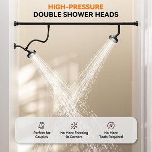 Dual Shower Head for Couples, High Pressure Double Shower Heads for Two People Rod, Two Showerhead System Fit 2 Person, Birthday Gifts for Women Men, Spa-Like (Black) Segmented Design