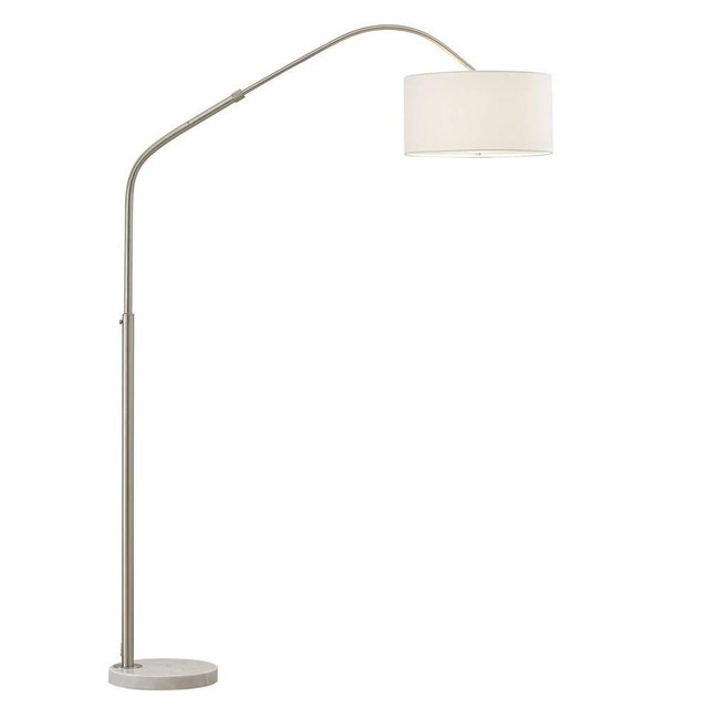 HOMEGLAM Aero 81"H Retractable Arch Floor Lamp (Brushed Nickel/White Shade)