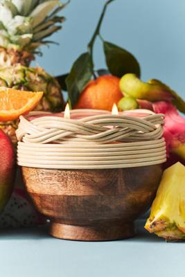 Woven Wood Fruity Dragon Fruit & Mango Glass Candle