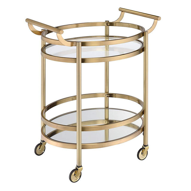 Acme Lakelyn Serving Cart, Clear Glass and Gold