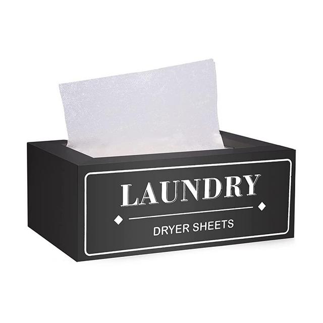 Dryer Sheet Holder Dispenser Container, Dryer Sheet Holder for Laundry Room, Farmhouse Laundry Dryer Sheets Holder for Laundry Room Organization, Fabric Softener Dispenser Laundry Room Decor, Black