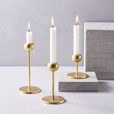 Large Modern Brass Candleholders