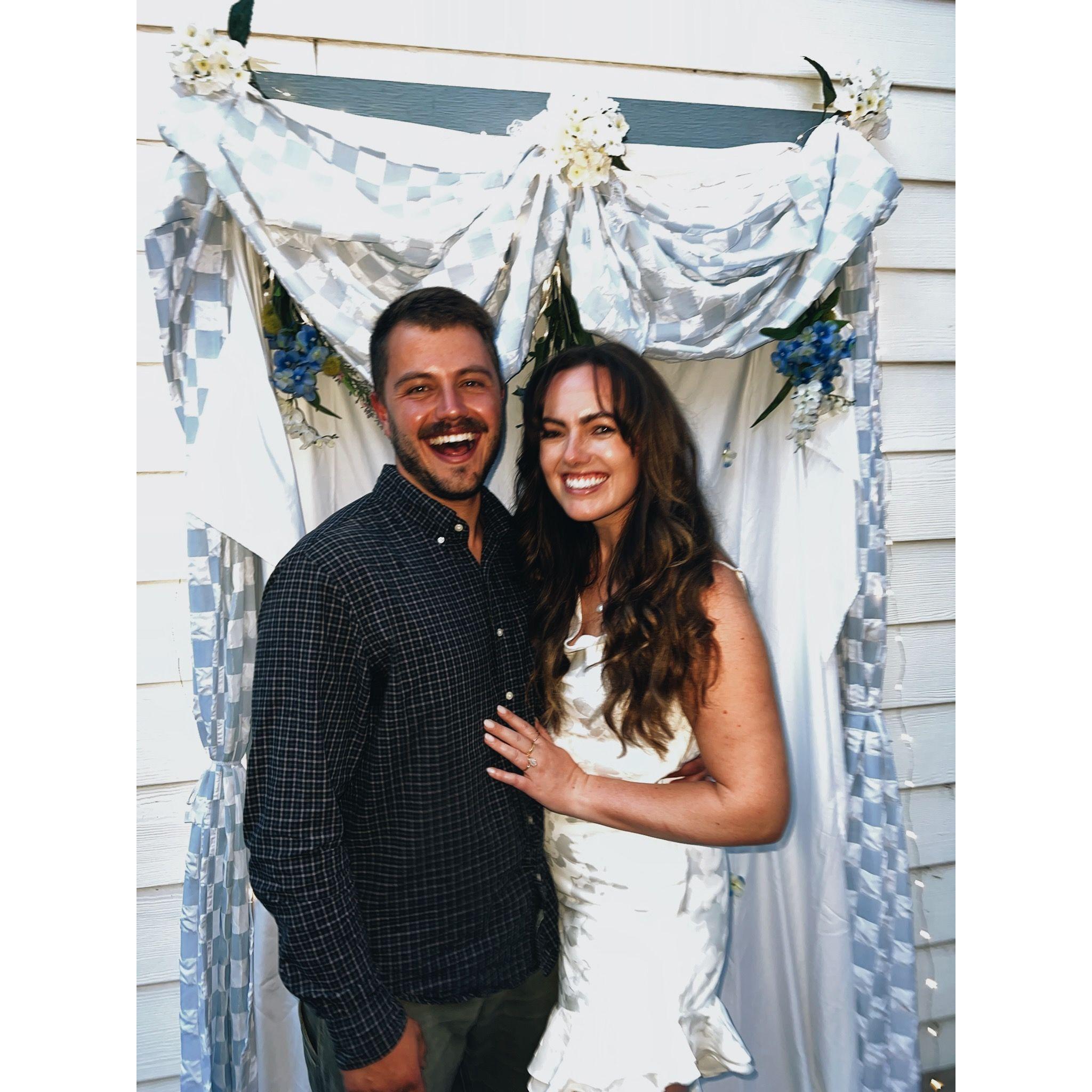 At our surprise engagement party planned by Sam with the help of Hannah's sister Miriam and friends + family!