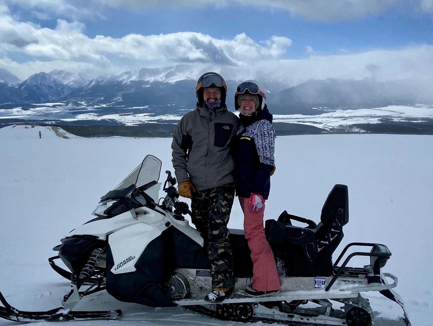 Snowmobiling near Keystone for Scott’s birthday