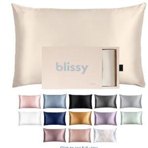 Blissy Silk Pillowcase - 100% Pure Mulberry Silk - 22 Momme 6A High-Grade Fibers - Silk Pillow Cover for Hair & Skin - Regular, Queen & King (Champagne, Standard)
