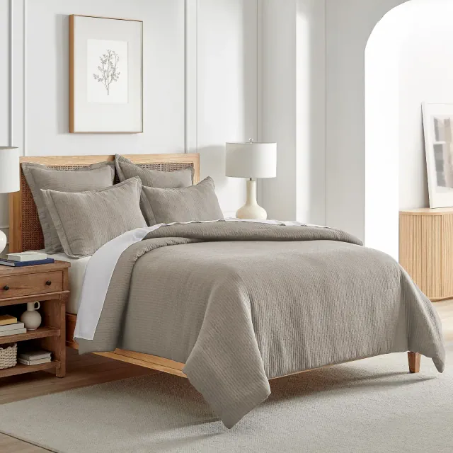 Reede Muslin Taupe King Duvet Set - Levtex Home