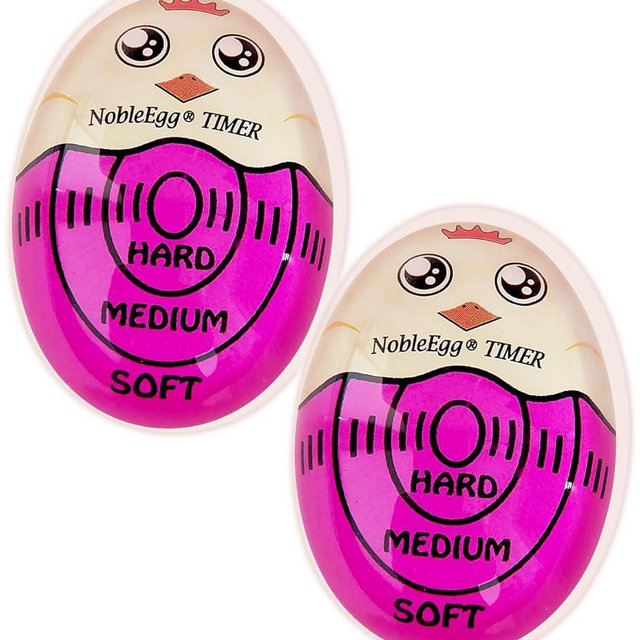 NobleEgg Egg Timer for Boiling Eggs, Soft Medium Hard Boiled Egg Timer That Changes Color When Done, No BPA, Basics line, Purple, Pack of 2