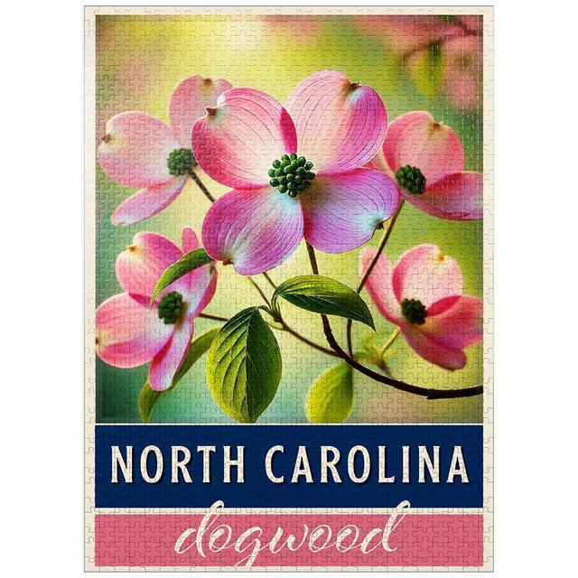 MyPuzzle State Flowers Series: North Carolina, Dogwood, Pink - Premium 1000 Piece Jigsaw Puzzle for Adults