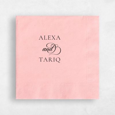 Blush, Pink Wedding Napkin - Elegant Duo