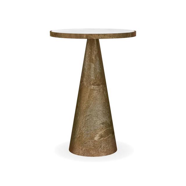 Lark Accent Table, Aluminum, Marble, Antique Brass, White