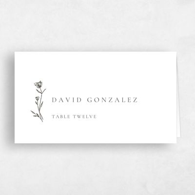 Green Typography Wedding Place Card - Brantley
