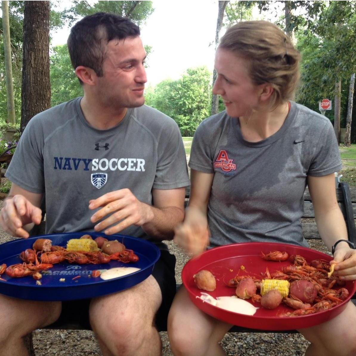 Crawfish boil in Louisiana with Stephanie's family! Geoff surprised Stephanie by driving in from Texas over Memorial Day Weekend, 2016