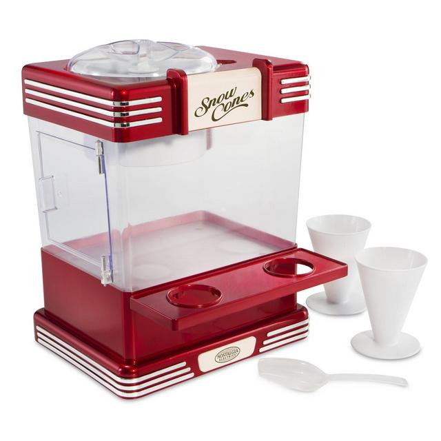 Nostalgia Retro Countertop Snow Cone Maker, Includes 1 Reusable Plastic Cup, Stainless Steel Blades