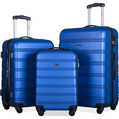 Merax Travelhouse Luggage Set 3 Piece Expandable Lightweight Spinner Suitcase (Blue.)