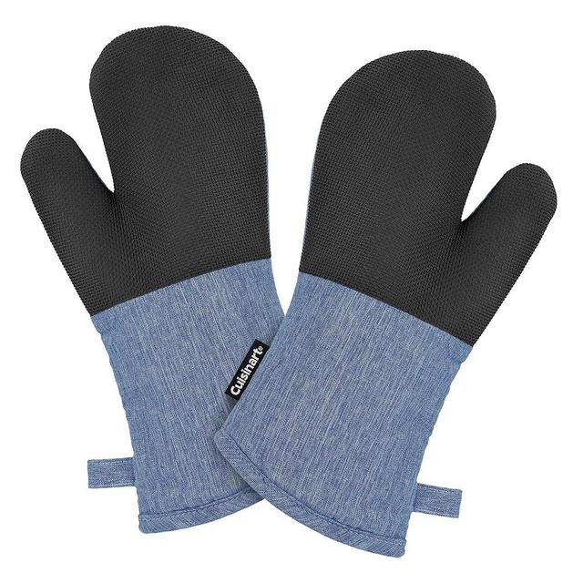 Cuisinart Kitchen Oven Mitts – Heat-Resistant Kitchen Mitts for Oven with Non-Slip Neoprene Palm, Long Cuff, and Cotton Filling – Durable Oven Gloves for Cooking, Baking, & Grilling (Chambray)