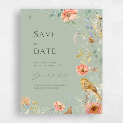Laurel Green Wedding Save the Date - Aurelia Portrait