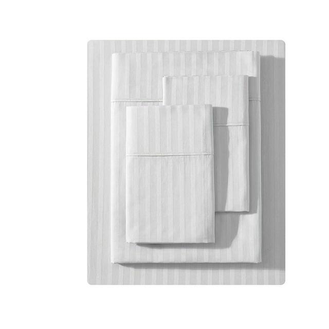 Vera Wang - King Sheet Set, Super Soft & Breathable Premium Cotton Bedding with Matching Shams, Striped Home Decor (Dobby Stripe Grey, King)