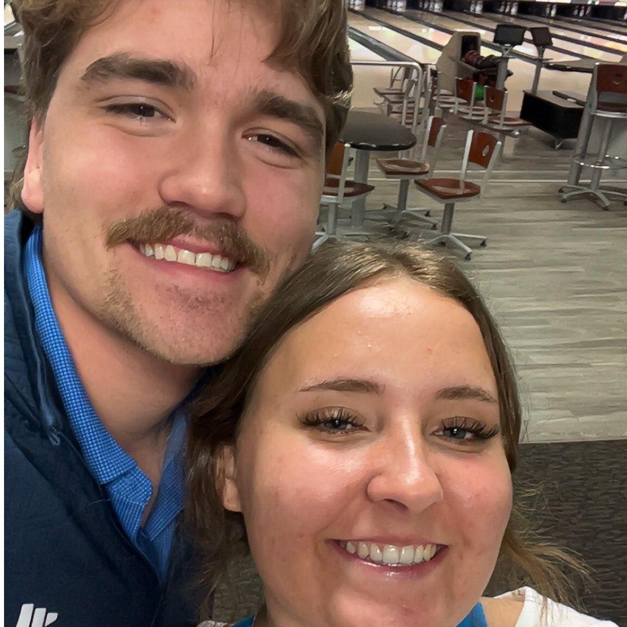 We "ran back" our tie from the bowling ally from our first date. ELI WON BY ONE POINT!!!! I was flabbergasted..