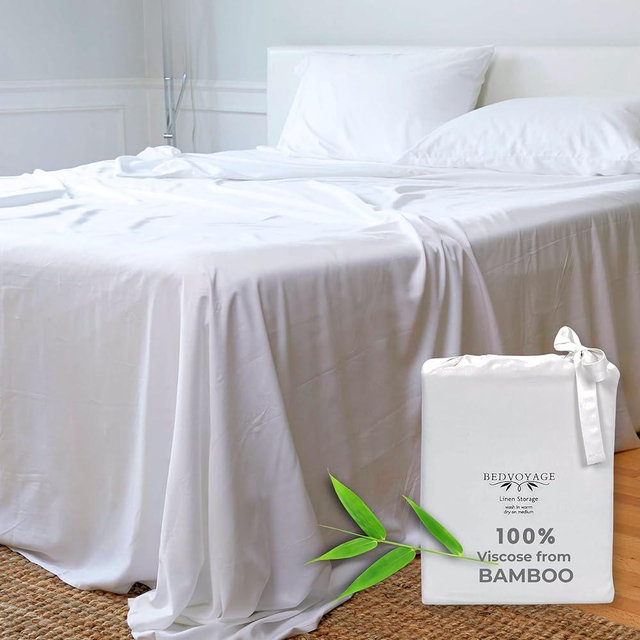 BedVoyage King Sheet Set, Cooling Bed Sheets, 100% Viscose Derived from Bamboo, 4pc Set, 18” Deep Pocket, Luxury Breathable and Ultra Soft Sheets, King - White