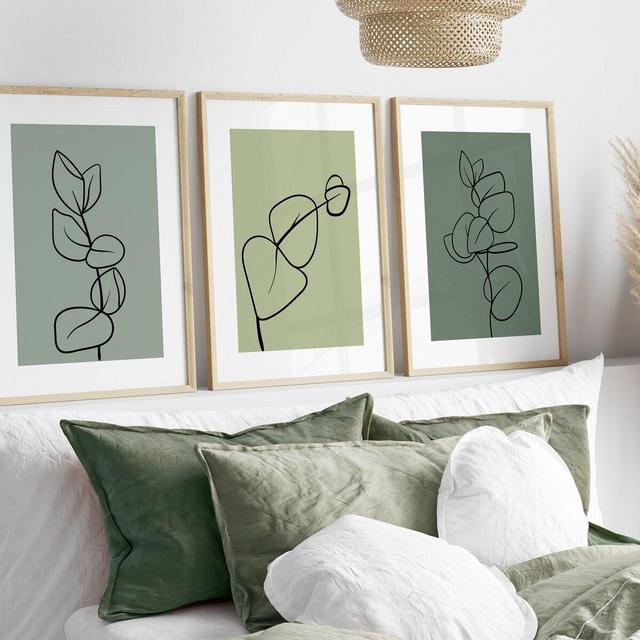 Green Wall Prints, Botanical Wall Prints, Eucalyptus, Botanical Line Art, Green Home Decor, Living Room Prints, Set of 3 Prints, Green