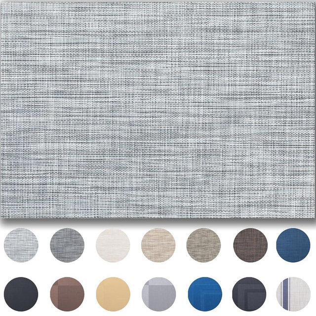 Placemats Set of 12 - Easy Clean Woven Vinyl Placemats for Dining Table, Indoor/Outdoor Place Mats, Washable PVC Table Mats（Gray）