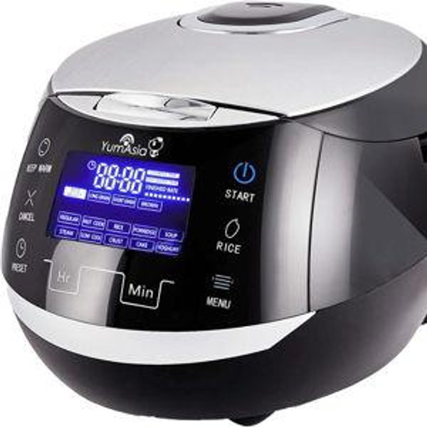Yum Asia Sakura Rice Cooker with Ceramic Bowl and Advanced Fuzzy Logic (8 Cup, 1.5 Litre) 6 Rice Cook Functions, 6 Multicook Functions, Motouch LED Display, 120V Power (Black and Silver)
