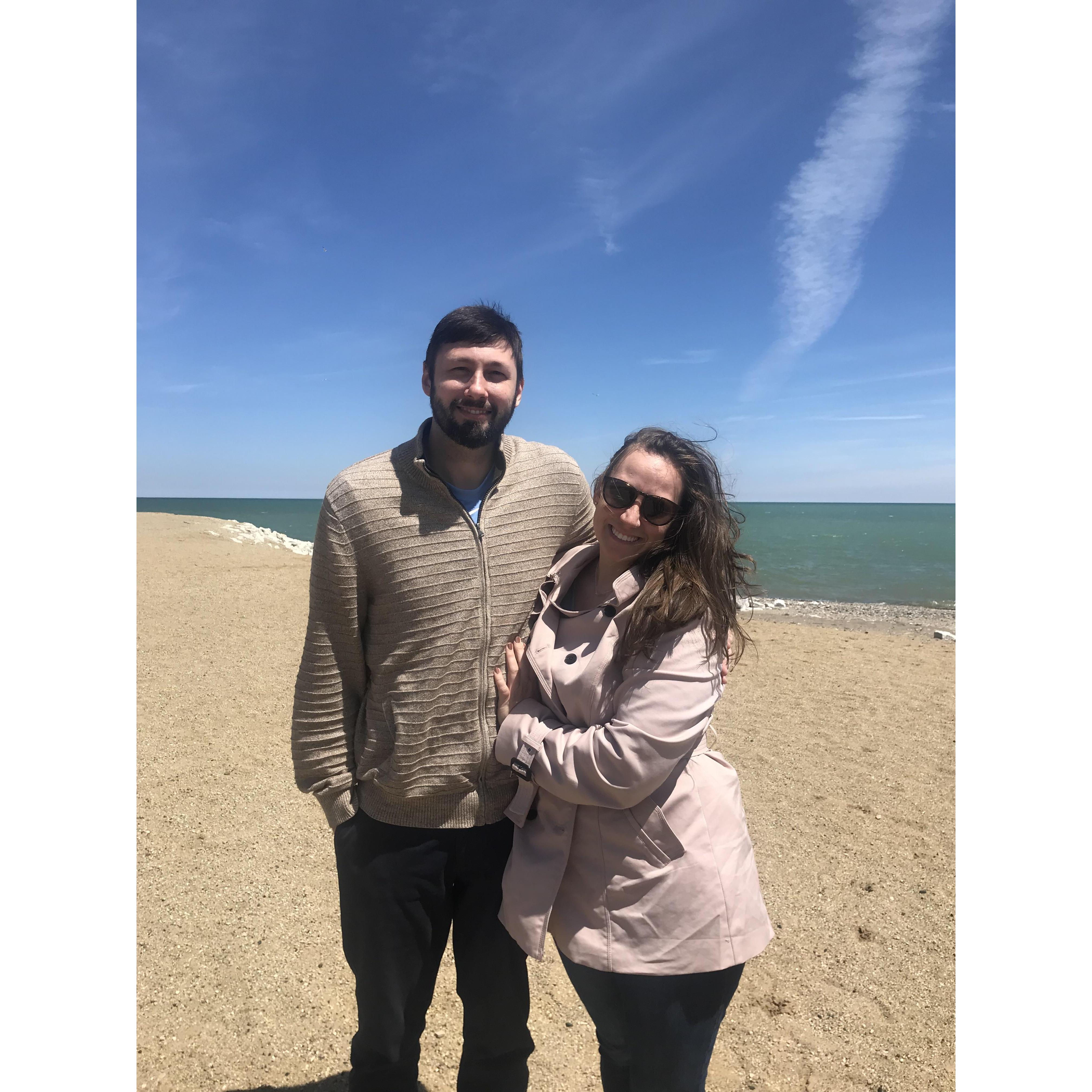 We went to Wisconsin for my cousin's wedding and stopped at Lake Michigan. So windy and So cold