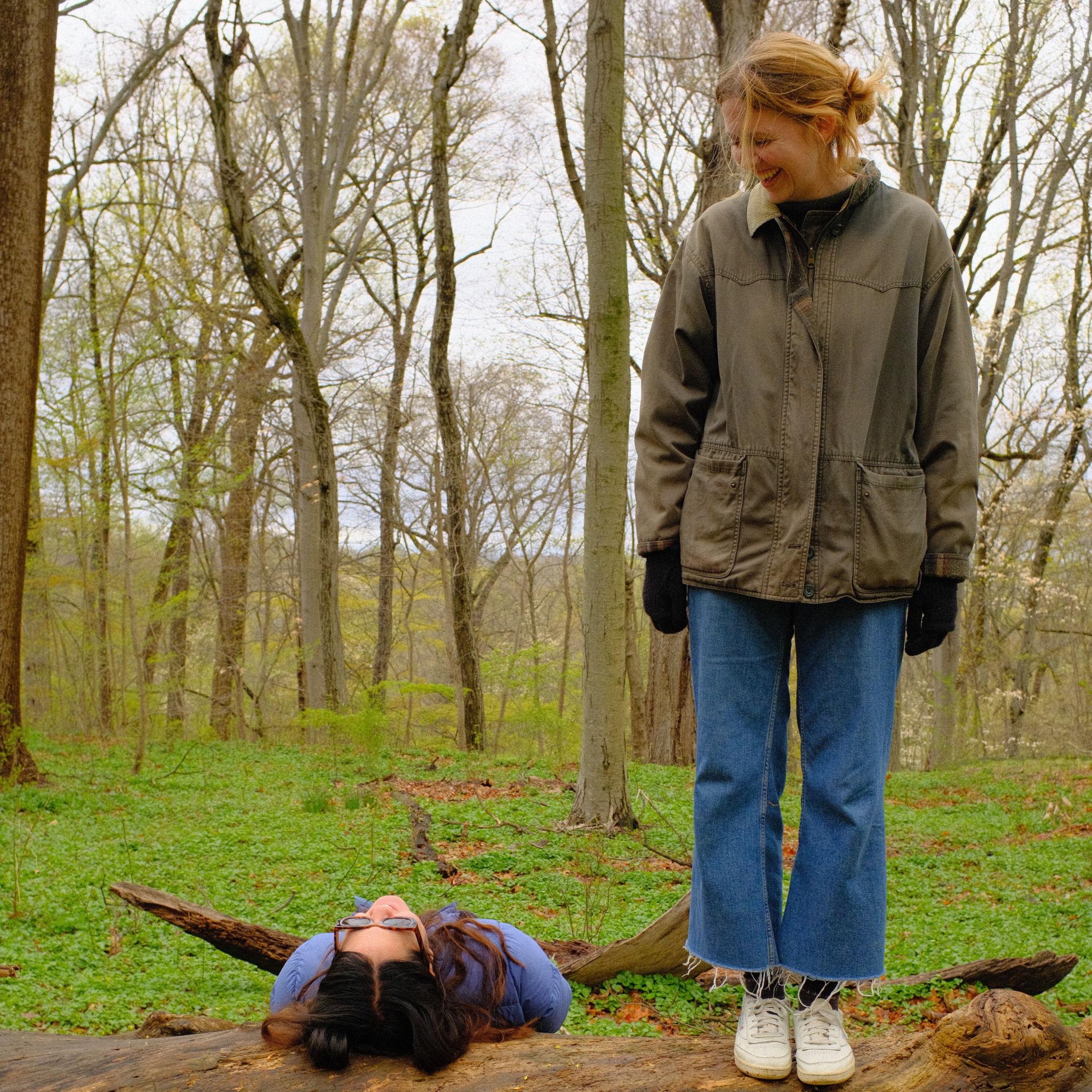 Mary (bridesmaid) and Juliana exploring the woods!
