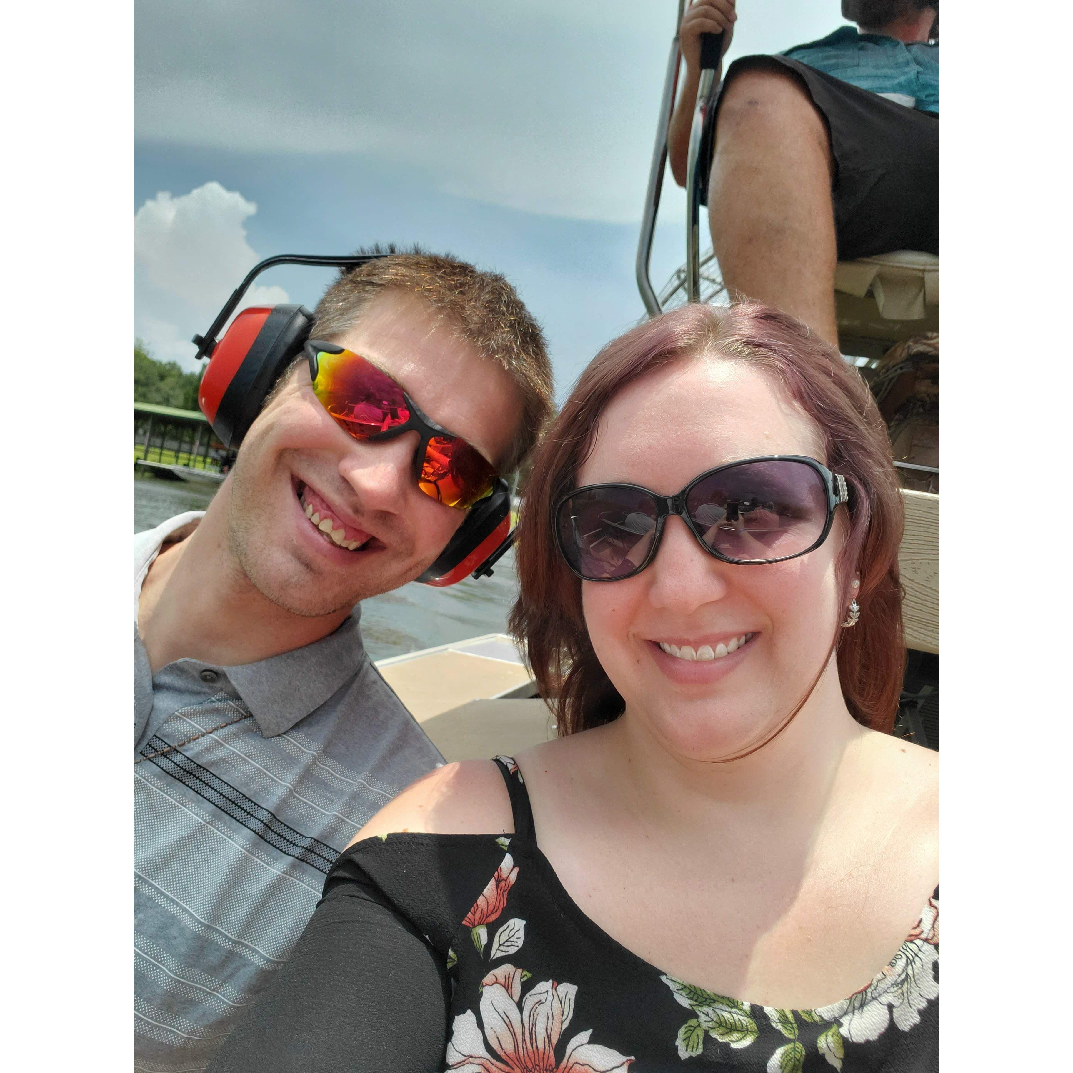 In Florida going to see gators on an air boat