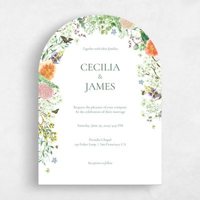 White Arch Wedding Invitation - Rosalind Portrait