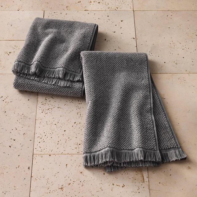2pk Organic Texture Hand Towel Gray - Casaluna™