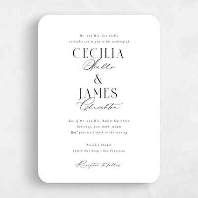 White Rounded Wedding Invitation - Shahira Portrait