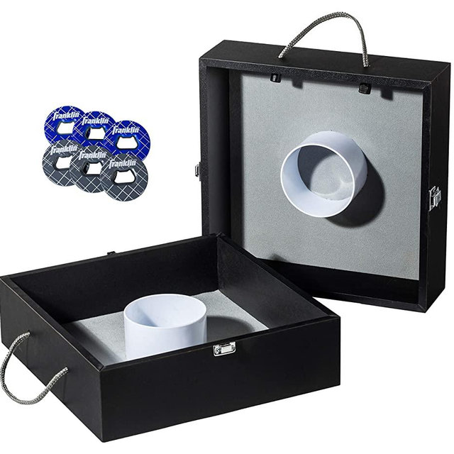 Franklin Sports Washer Toss Set — Includes 2 Tournament Size Washer Toss Targets and 6 Steel Washers — Easy Carry Handles and Metal Hatch