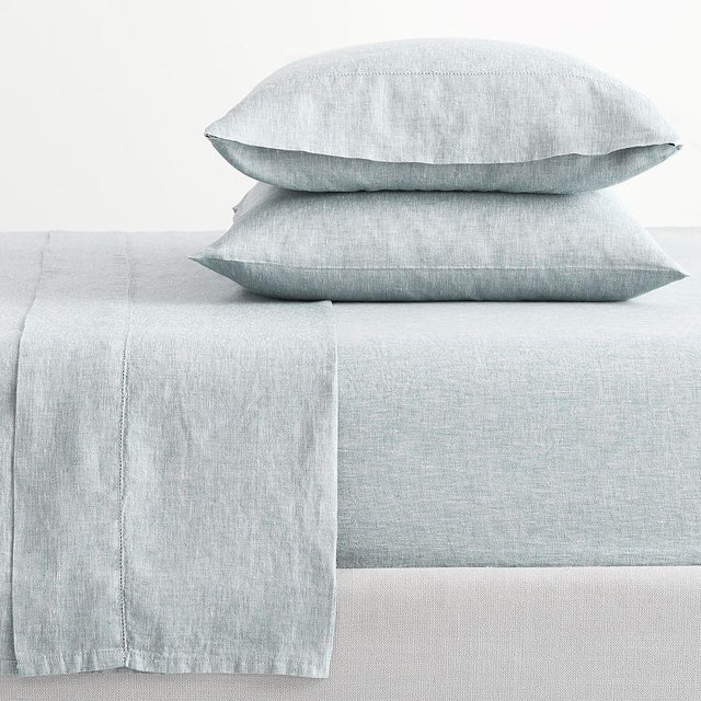 Mineral Blue Belgian Flax Linen Sheet Set, Queen