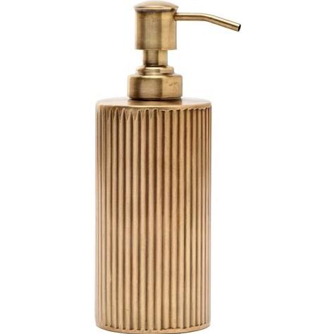 Pigeon and Poodle Redon Modern Antique Brass Ribbed Metal Soap Pump - Small