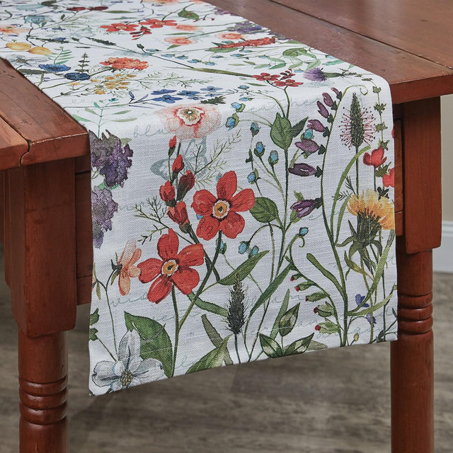 Park Designs Wildflower Sketchbook Table Runner 13" x 54"