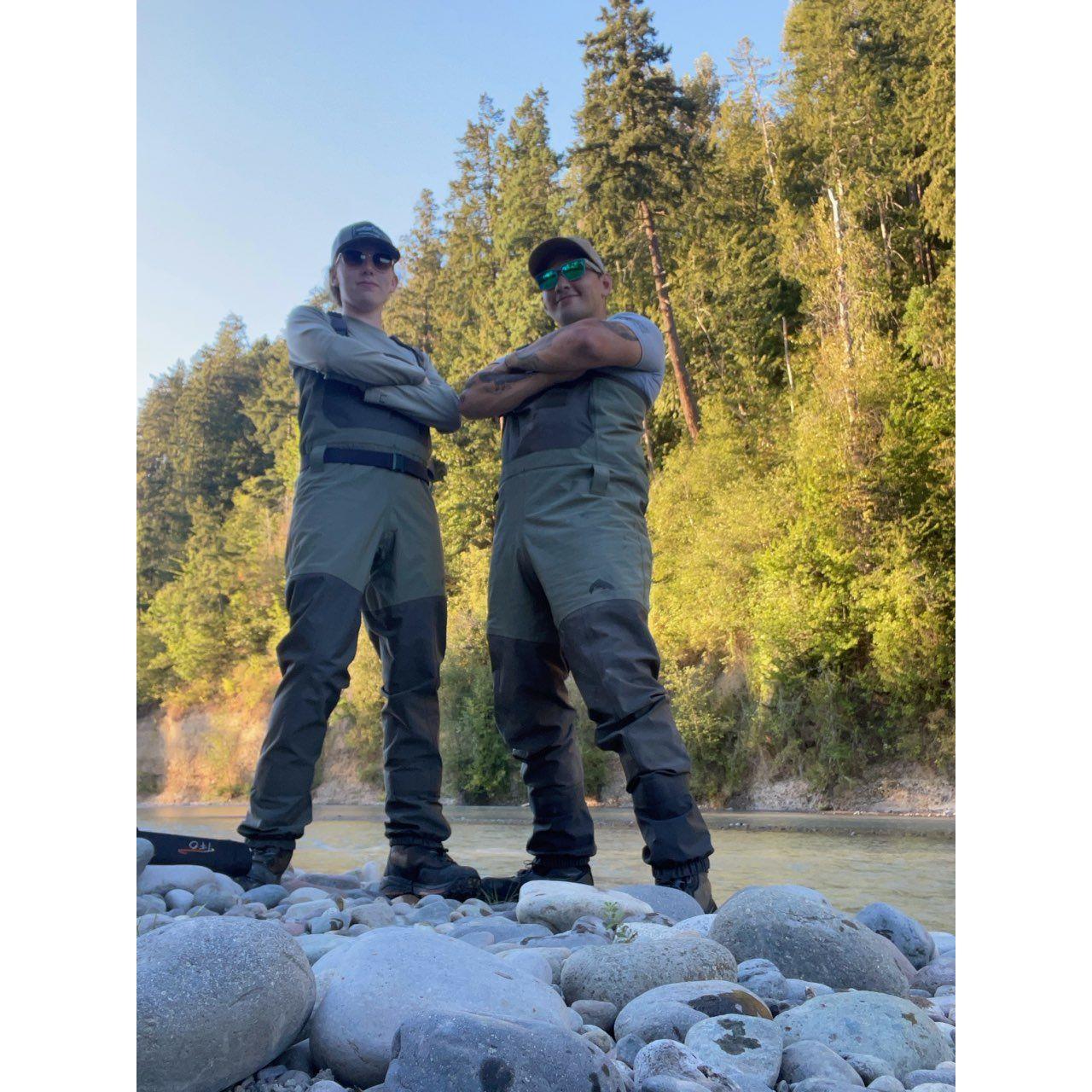Salmon fishing in our matching waders