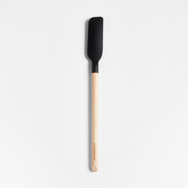 Crate & Barrel Black Silicone and Wood Jar Scraper