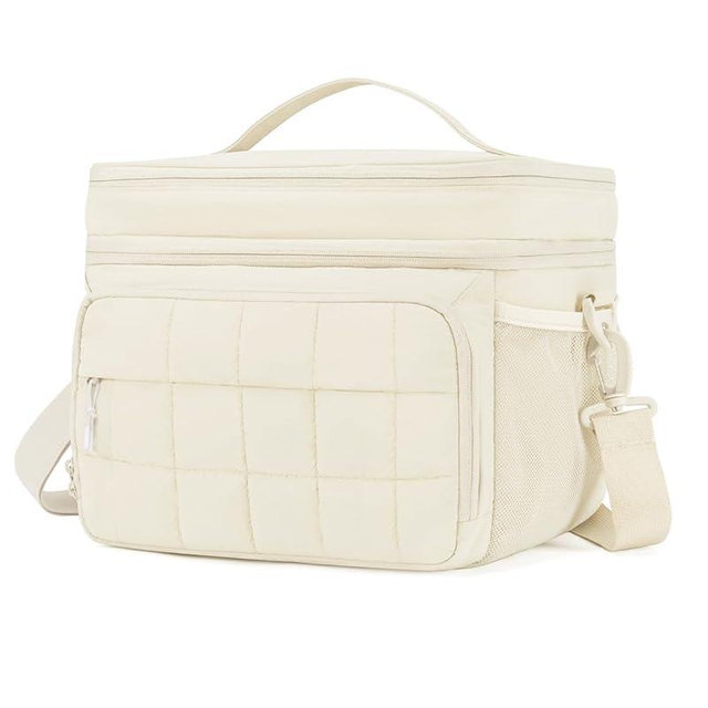 Puffer Cooler Bag 32 Cans Insulated Soft Sided Cooler Double Deck Collapsible Lunch Box for Picnic, Beach, Hiking, Camping, Work, Travel