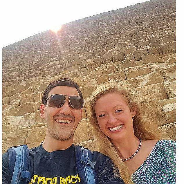 Outside the magnificent pyramids at Giza