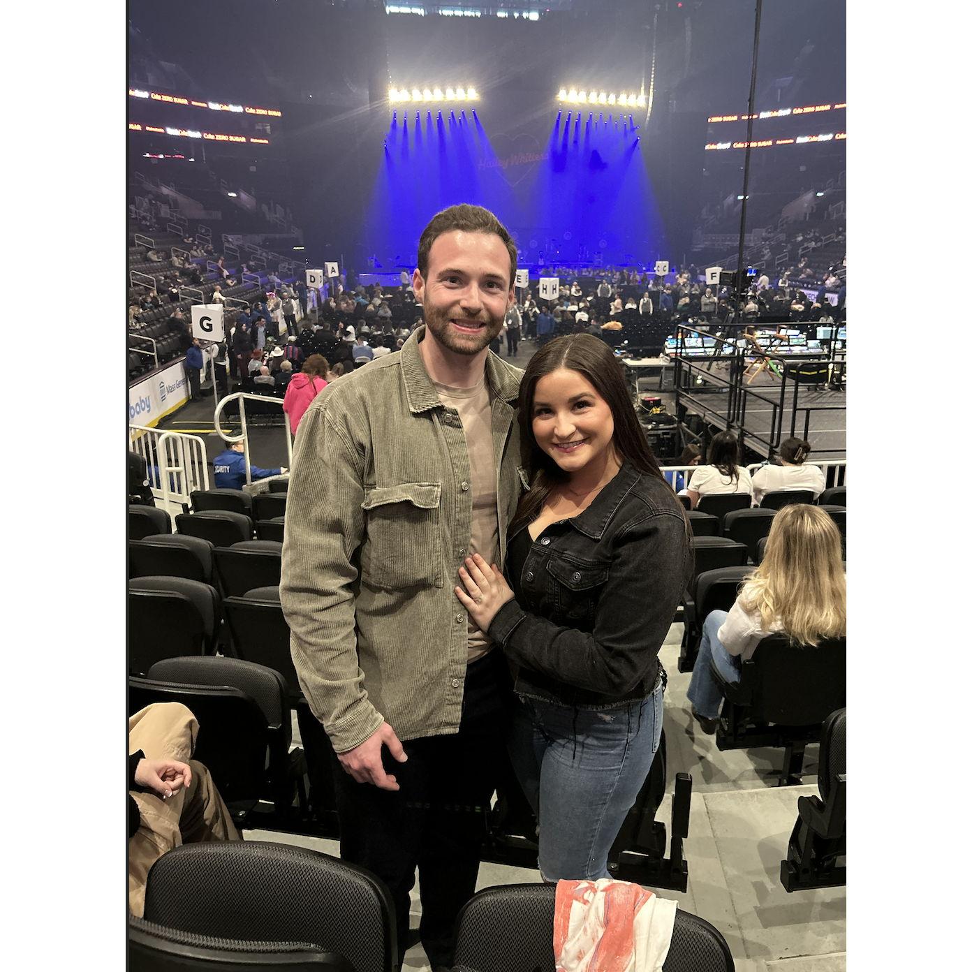 Enjoying our first concert as an engaged couple!