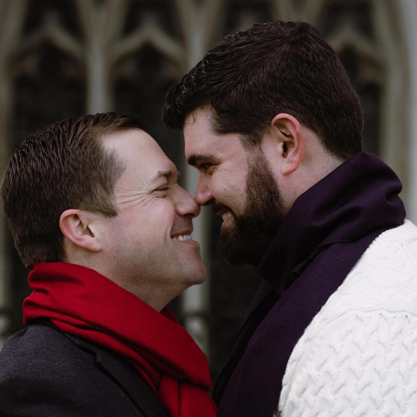 On New Year's Eve 2020 Joe and James were married by The Honorable Randolph D. Moss, for whom James clerked, in a private, COVID-safe ceremony on the grounds of the National Cathedral in Washington DC