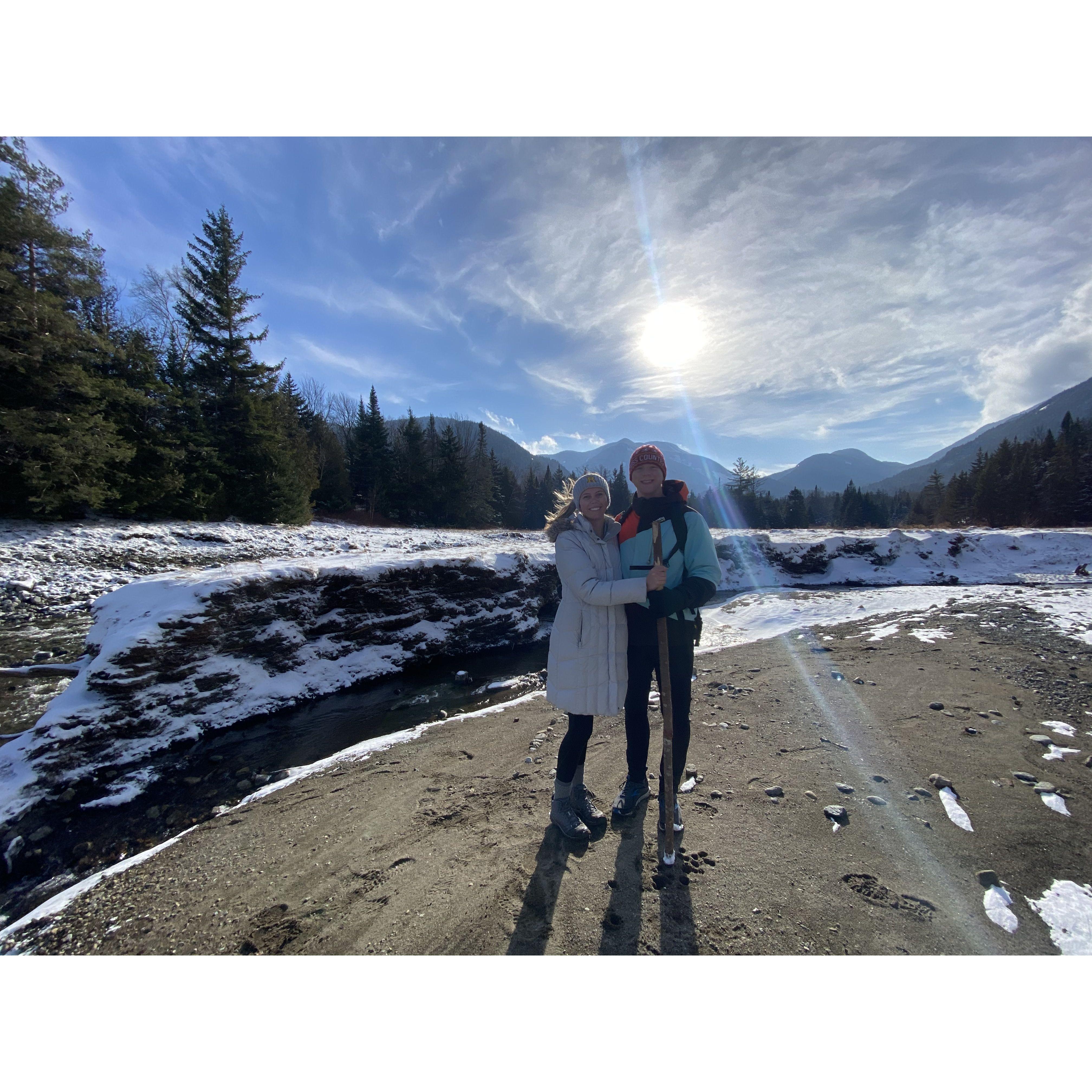 Hiking in the snowy Adirondack Mtns