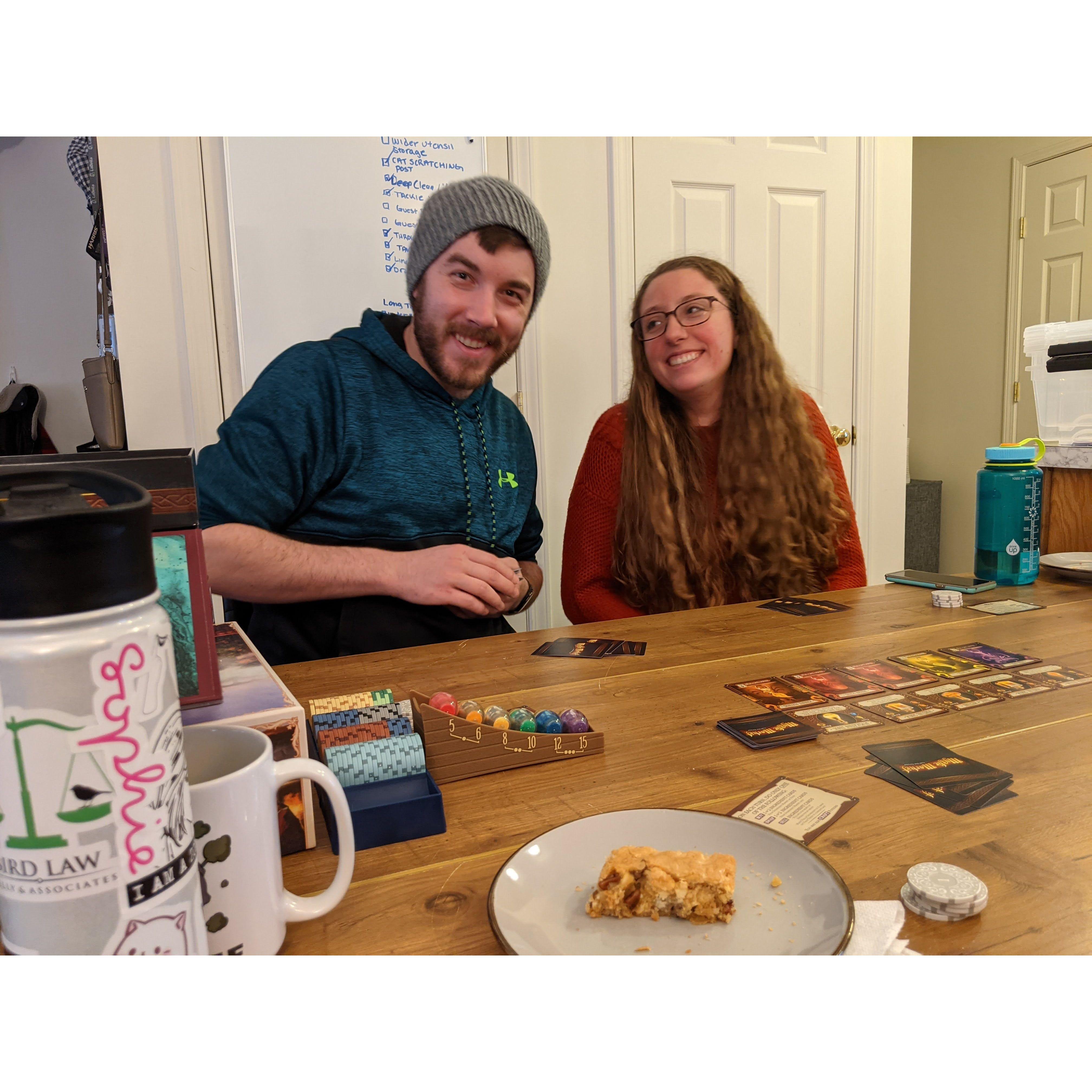 The beginning of our friendship and relationship included a lot of board games in our homes and friends because it was covid times.