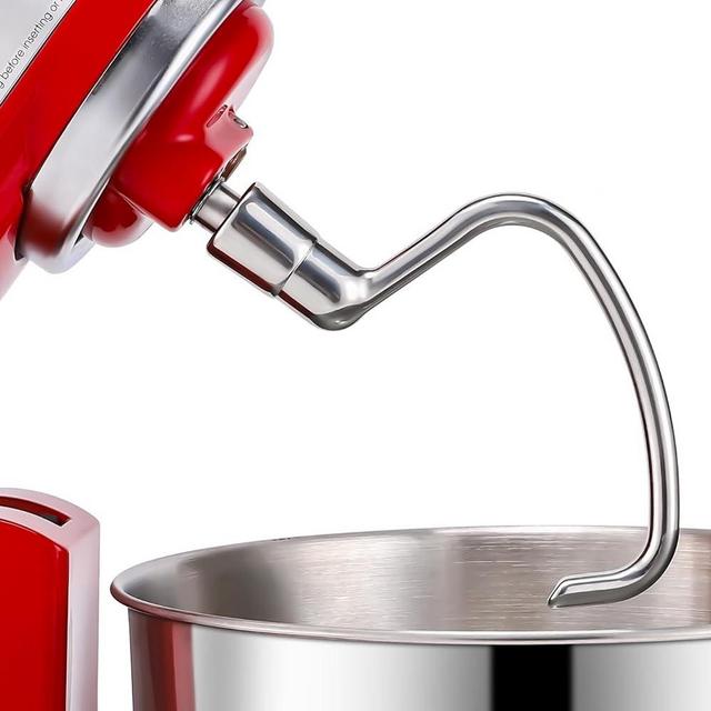 Stainless Steel Dough Hook for KitchenAid Tilt-head & 4.5-5 Qt Mixers, Dishwasher Safe, Polished Metal Kneading Attachment Replacement by FavorKit