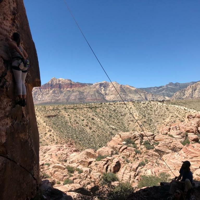 Kyle belaying me as I tackle this climb in Red Rock, Las Vegas.