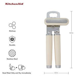 KitchenAid Classic Multifunction Can Opener and Bottle Opener Easy to Use, Razor Sharp Stainless Steel Cutting Wheel, Soft Ergonomic Handles, Almond Cream