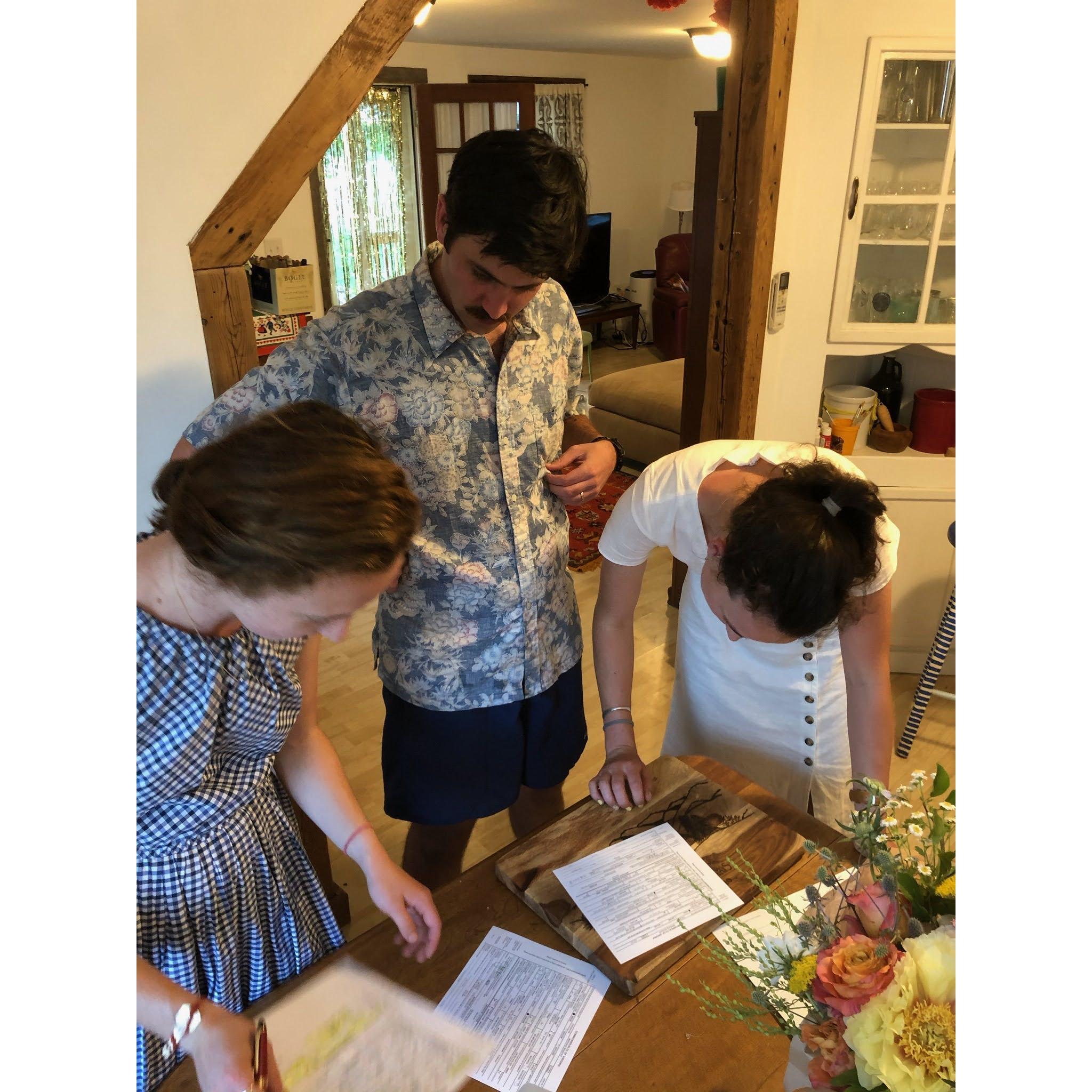 Abby guiding us through making it official!