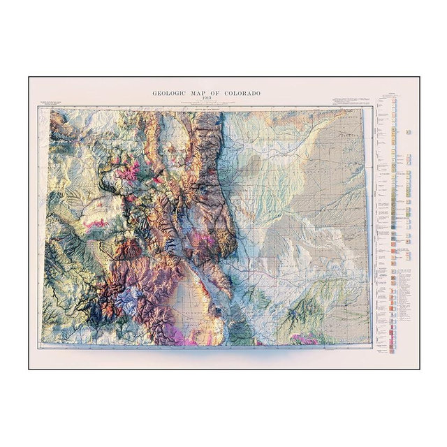 Muir Way Colorado 1913 Shaded Relief Map - Flat 2D Paper Print - Shaded 3D Illusion - Gallery Quality Fine Art Paper & Inks - 100% Cotton & Acid-Free - Made in USA - 24” x 18” 2D Print - No Frame
