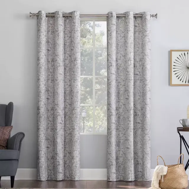 No. 918® Kenji Medallion 84-Inch Draft Shield Room Darkening Curtain Panel in Grey (Single)